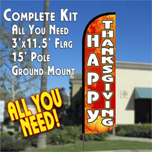 HAPPY THANKSGIVING FEATHER FLAG OR COMPLETE KIT